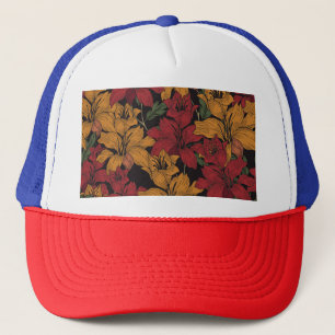Gorra De Camionero Floral Tropical, Hermoso Patrón Sin Sangre.