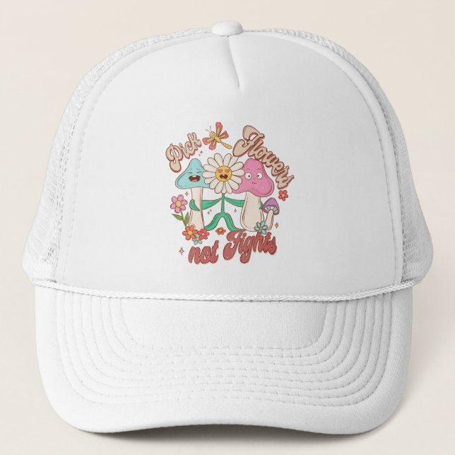 Gorra De Camionero Flores Accionistas, No Peleas - Flores Cuestas Y V (Anverso)