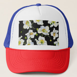 Gorra De Camionero Flores Chamomile: Patrón de Ilustracion acuarela