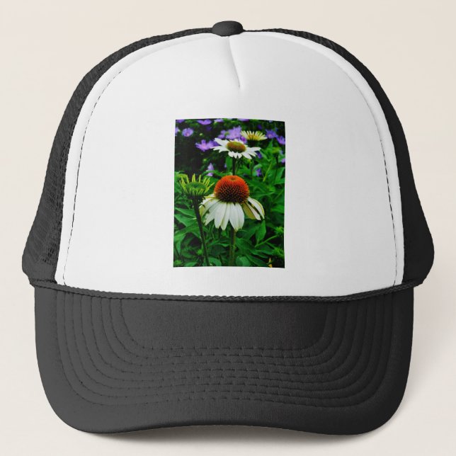 Gorra De Camionero Flores de Cono blancas y Naranjas (Anverso)