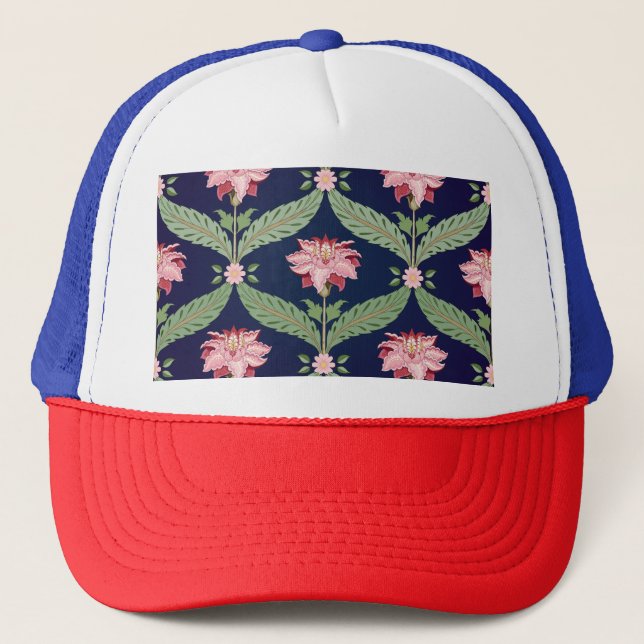 Gorra De Camionero Flores de fantasía: motivos indios oscuros (Anverso)