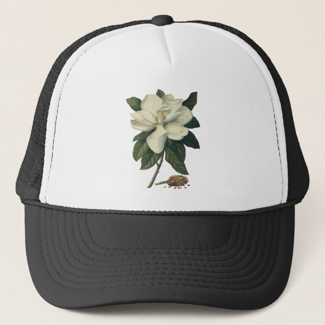 Gorra De Camionero Flores de flor de Magnolia blanca floreciente (Anverso)