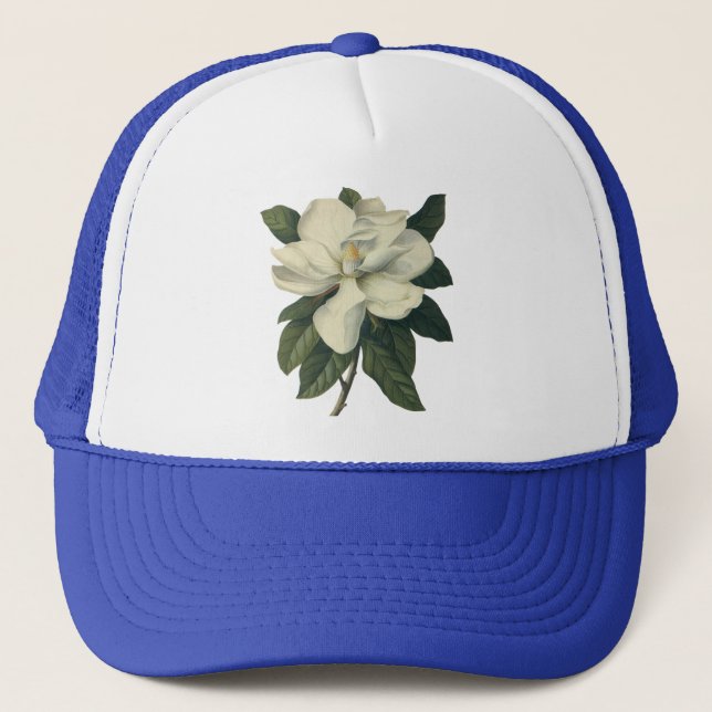 Gorra De Camionero Flores de flor de Magnolia blanca floreciente (Anverso)
