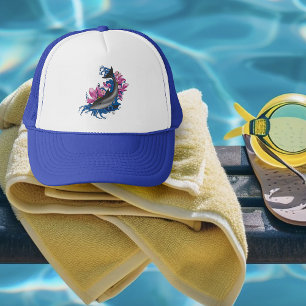 Gorra De Camionero Flores de Loto de Delfines Flor de Cerezo