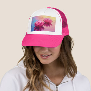 Gorra De Camionero Flores de Lotus abstractas y coloridas