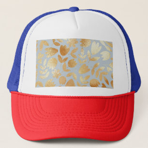 Gorra De Camionero Flores de oro, fondo azul, imitación de Relieve me