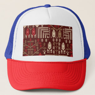 Gorra De Camionero Flores de pájaros Patrón azul oscuro