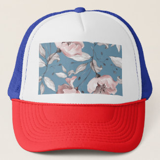 Gorra De Camionero Flores de primavera, hojas, diseño sin fisuras