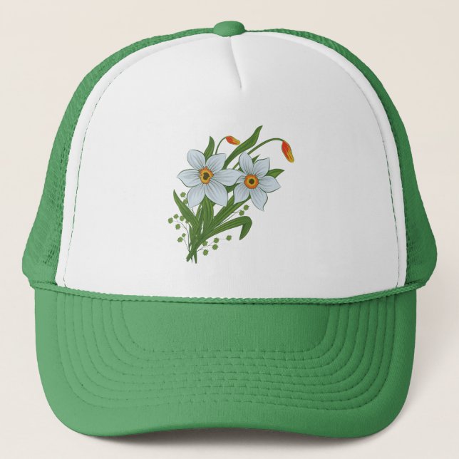 Gorra De Camionero Flores de tulipanes y daffodils (Anverso)