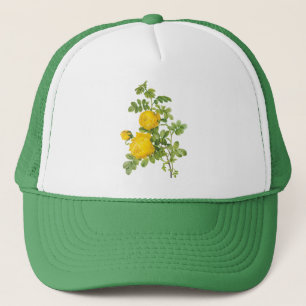 Gorra De Camionero Flores Florales Vintage, Rosas Amarillas por Redou