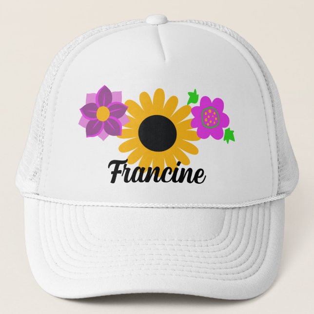 Gorra De Camionero Flores Retro Personalizables (Anverso)
