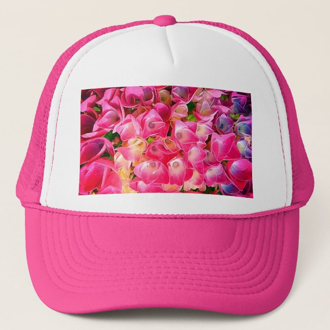 Gorra De Camionero Flores rosa, púrpura y crema (Anverso)