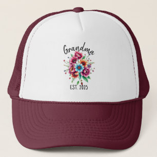 Gorra De Camionero Flores salvajes de color acuarela Abuela