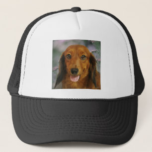 Gorra De Camionero Flores salvajes lindas del Dachshund (Brown de