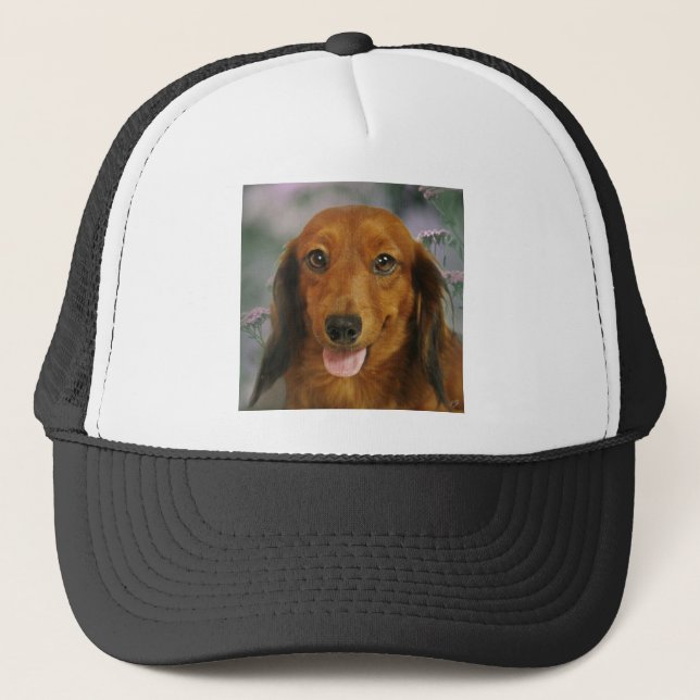 Gorra De Camionero Flores salvajes lindas del Dachshund (Brown de (Anverso)