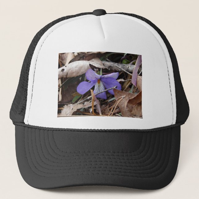 Gorra De Camionero Flores silvestres Pájaros Violeta de pies Terraza  (Anverso)