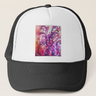 Gorra De Camionero FLORES SIMILARES blanco morado brillante rosa