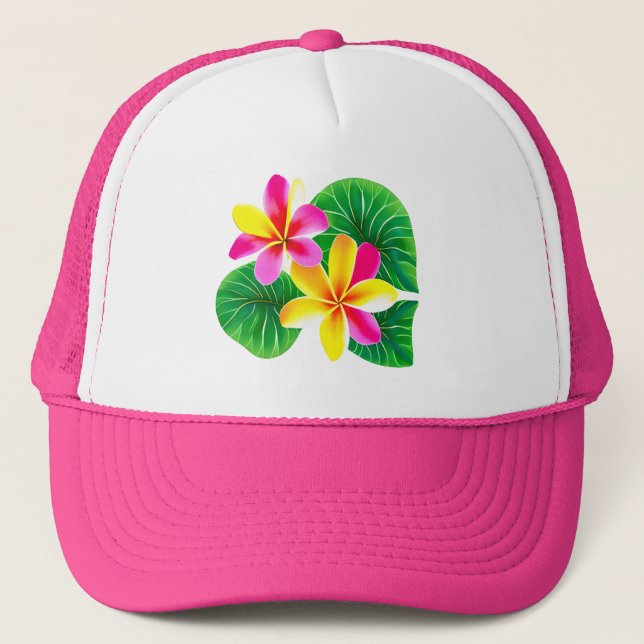 Gorra De Camionero Flores tropicales de plumeria (Anverso)