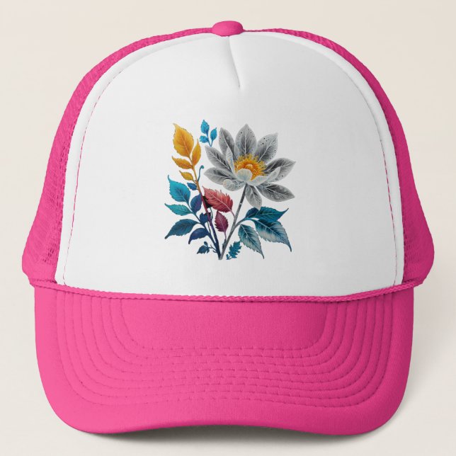 Gorra De Camionero flores y hojas hermosas (Anverso)
