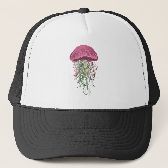 Gorra De Camionero Flores y medusas (Anverso)