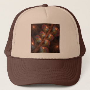 Gorra De Camionero Fluorescente colorido Resumen Fractal marrón moder