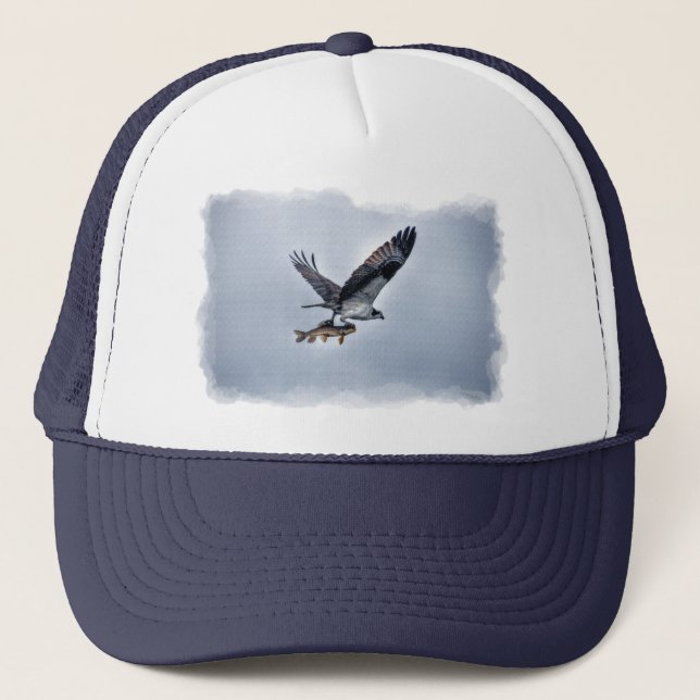 Gorra De Camionero Flying Osprey con Walleye Fish HDR Foto (Anverso)