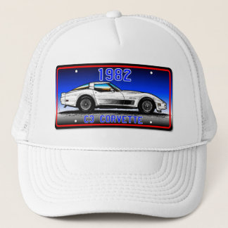 Gorra De Camionero Fondo Arte-Azul 1982 de la placa del Corvette C3