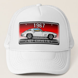 Gorra De Camionero Fondo Arte-Rojo 1967 de la placa del Corvette C2