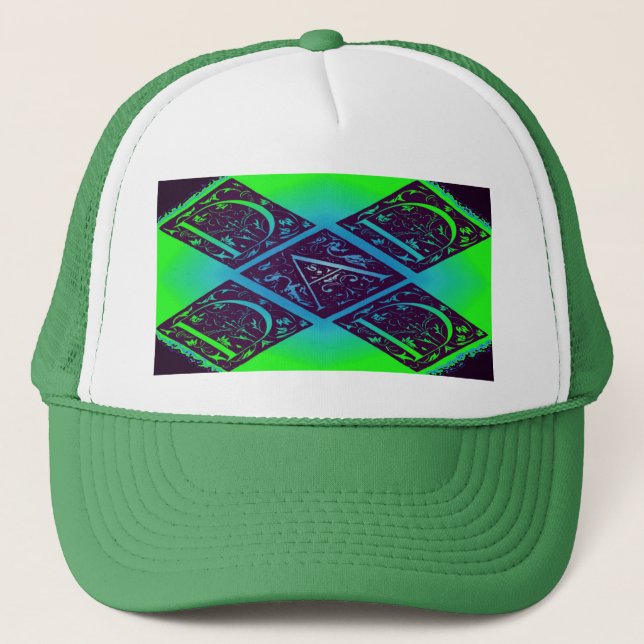 Gorra De Camionero Fondo azul verde del texto del padre (Anverso)