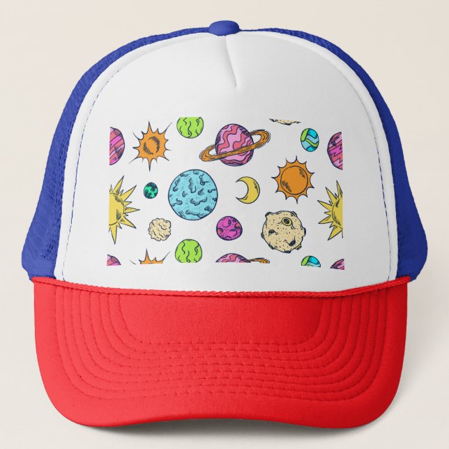Gorra De Camionero Fondo cósmico de Doodles espaciales (Anverso)