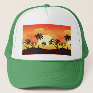 Gorra De Camionero Fondo de verano con palmeras-32134