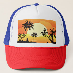Gorra De Camionero Fondo de verano con palmeras-32134