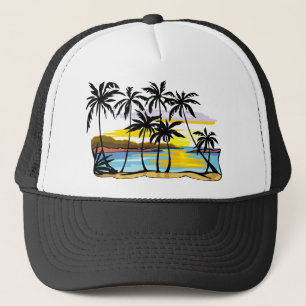 Gorra De Camionero Fondo del árbol de palmas
