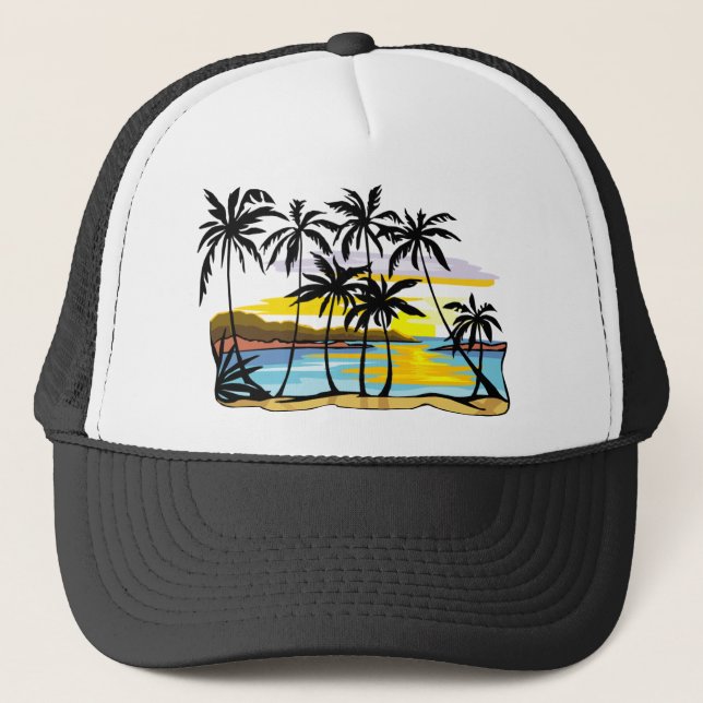 Gorra De Camionero Fondo del árbol de palmas (Anverso)