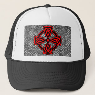 Gorra De Camionero Fondo perturbado de la Cruz Celta Roja