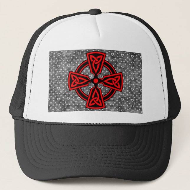 Gorra De Camionero Fondo perturbado de la Cruz Celta Roja (Anverso)