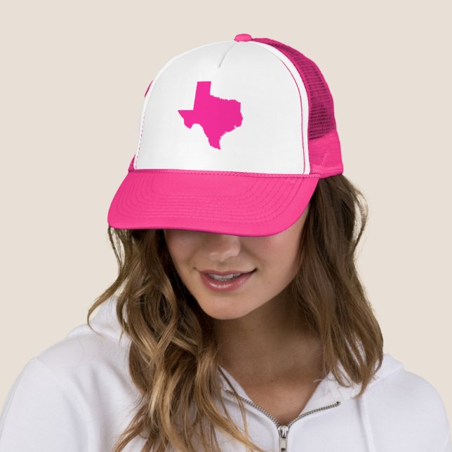 Gorra De Camionero Forma de Texas rosa profundo (In situ)