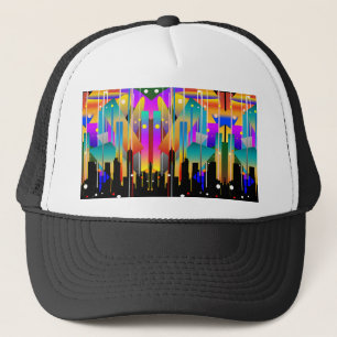 Gorra De Camionero Formas geométricas abstractas de Nueva York modern