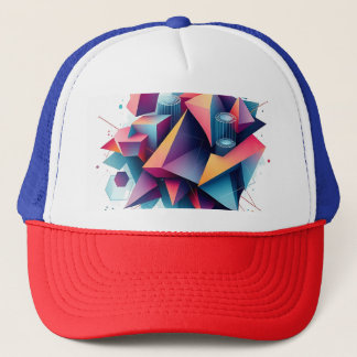 Gorra De Camionero Formas geométricas abstractas futuristas con neón 
