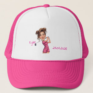 Gorra De Camionero Foto de caricatura personalizada de mamá tenista