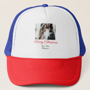 Gorra De Camionero Foto de pareja con nombre en Navidad feliz día fes
