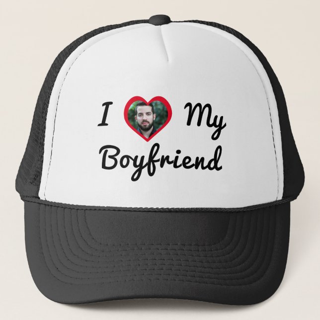 Gorra De Camionero Foto personalizado personalizada Amo a mi novio (Anverso)