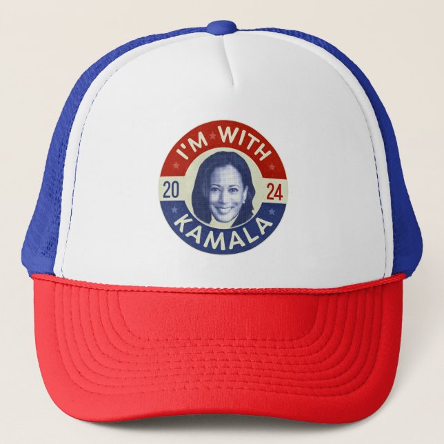 Gorra De Camionero Foto retro del presidente demócrata Kamala Harris  (Anverso)