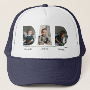 Gorra De Camionero Foto y nombre de papá con personalizado 3 niños