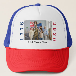 Gorra De Camionero Foto y Texto Personalizados 1776 2026 Patriótico