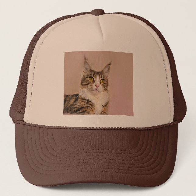 Gorra De Camionero Fotografía del gatito Maine Coon Tabby (Anverso)