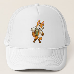 Gorra De Camionero Fox bebiendo con té de burbuja