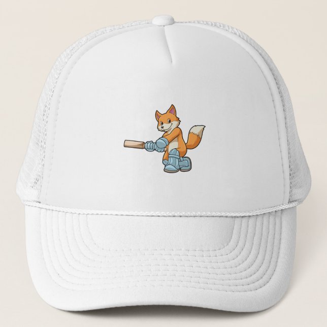 Gorra De Camionero Fox como bateador con bate de críquet (Anverso)