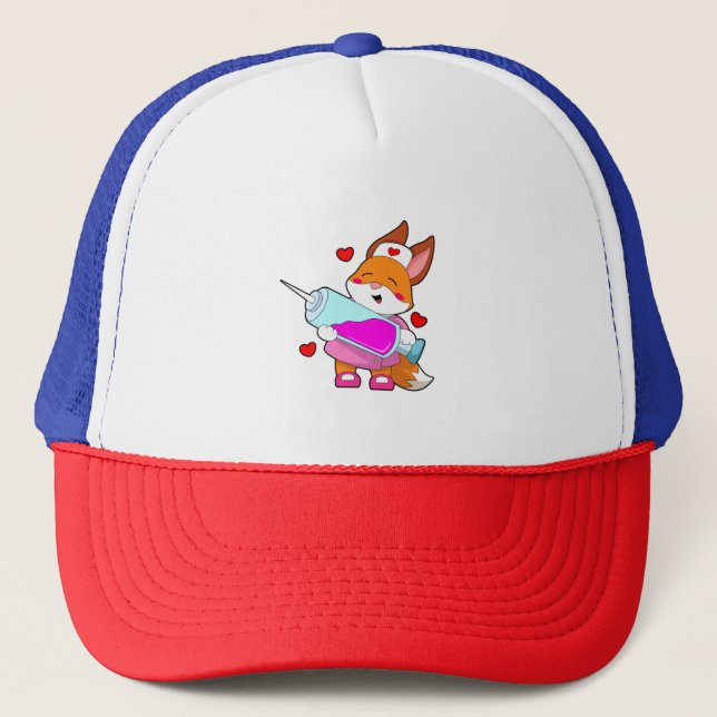 Gorra De Camionero Fox como enfermera con jeringas (Anverso)
