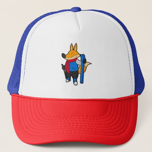 Gorra De Camionero Fox como esquiador con esquí (Anverso)
